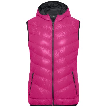 Ladies feather vest JN 1061 magenta/graphite JAMES AND NICHOLSON - view 2